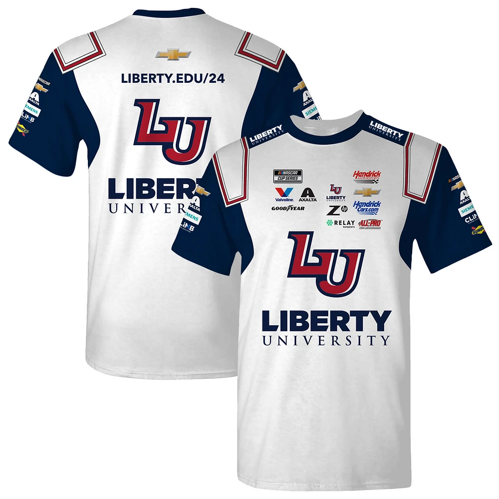 Men's Hendrick Motorsports Team Collection White William Byron Liberty University Uniform T-Shirt