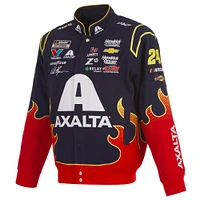 Veste d'uniforme en sergé à boutons-pression William Byron Axalta pour homme, bleu marine/rouge, JH Design