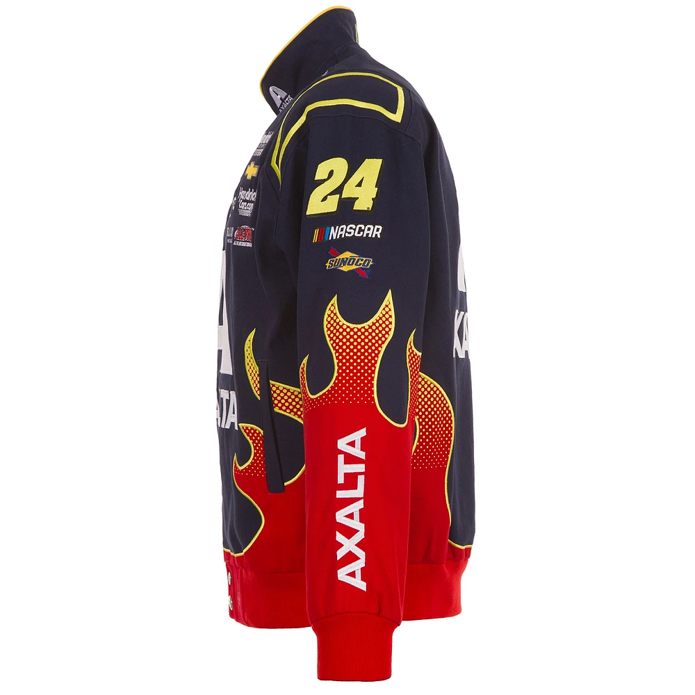 Veste d'uniforme en sergé à boutons-pression William Byron Axalta pour homme, bleu marine/rouge, JH Design