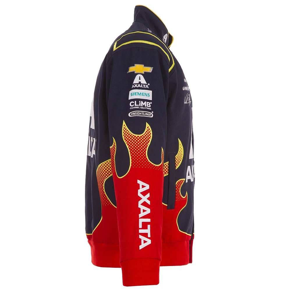 Veste d'uniforme en sergé à boutons-pression William Byron Axalta pour homme, bleu marine/rouge, JH Design
