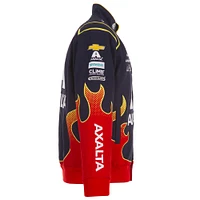 Veste d'uniforme en sergé à boutons-pression William Byron Axalta pour homme, bleu marine/rouge, JH Design