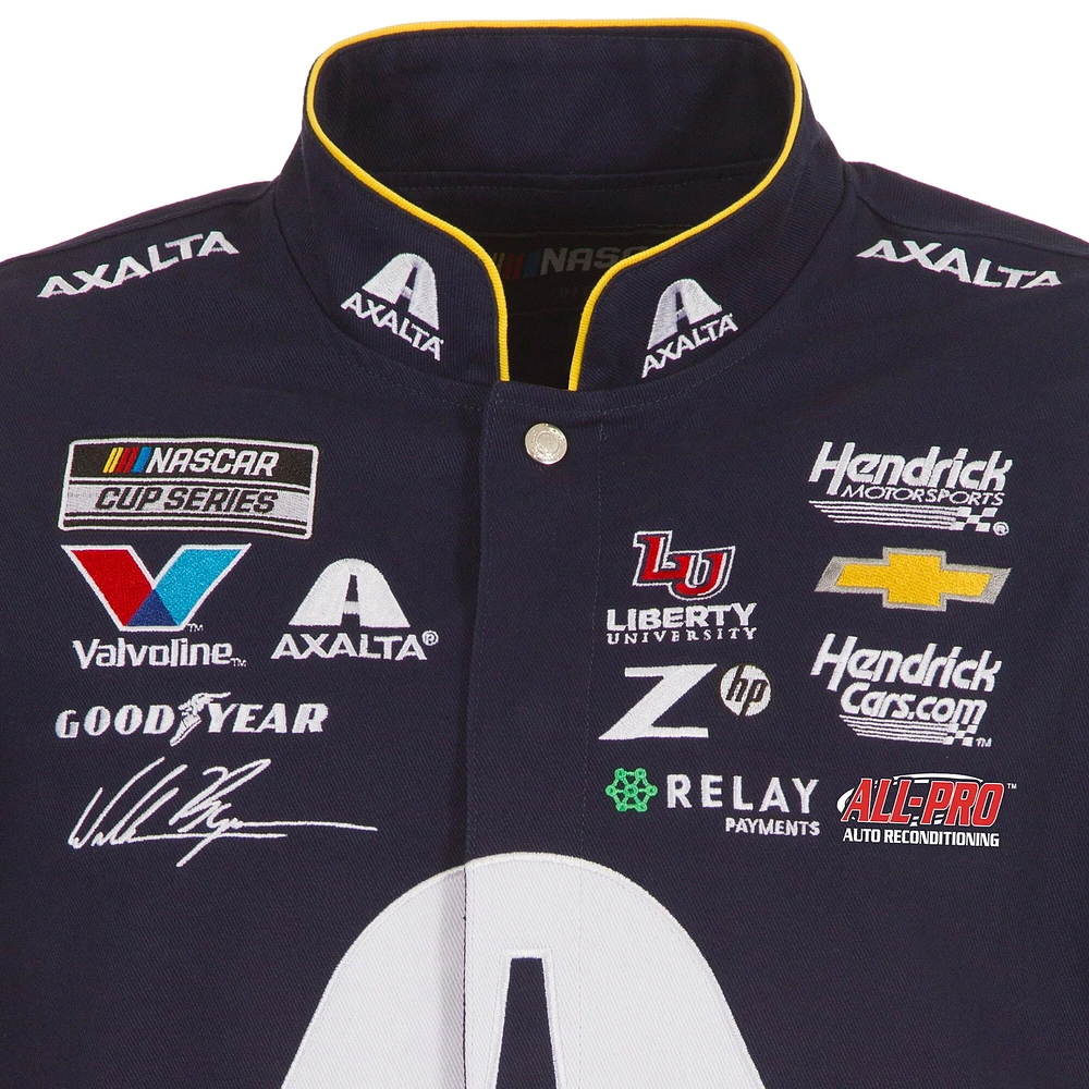 Veste d'uniforme en sergé à boutons-pression William Byron Axalta pour homme, bleu marine/rouge, JH Design