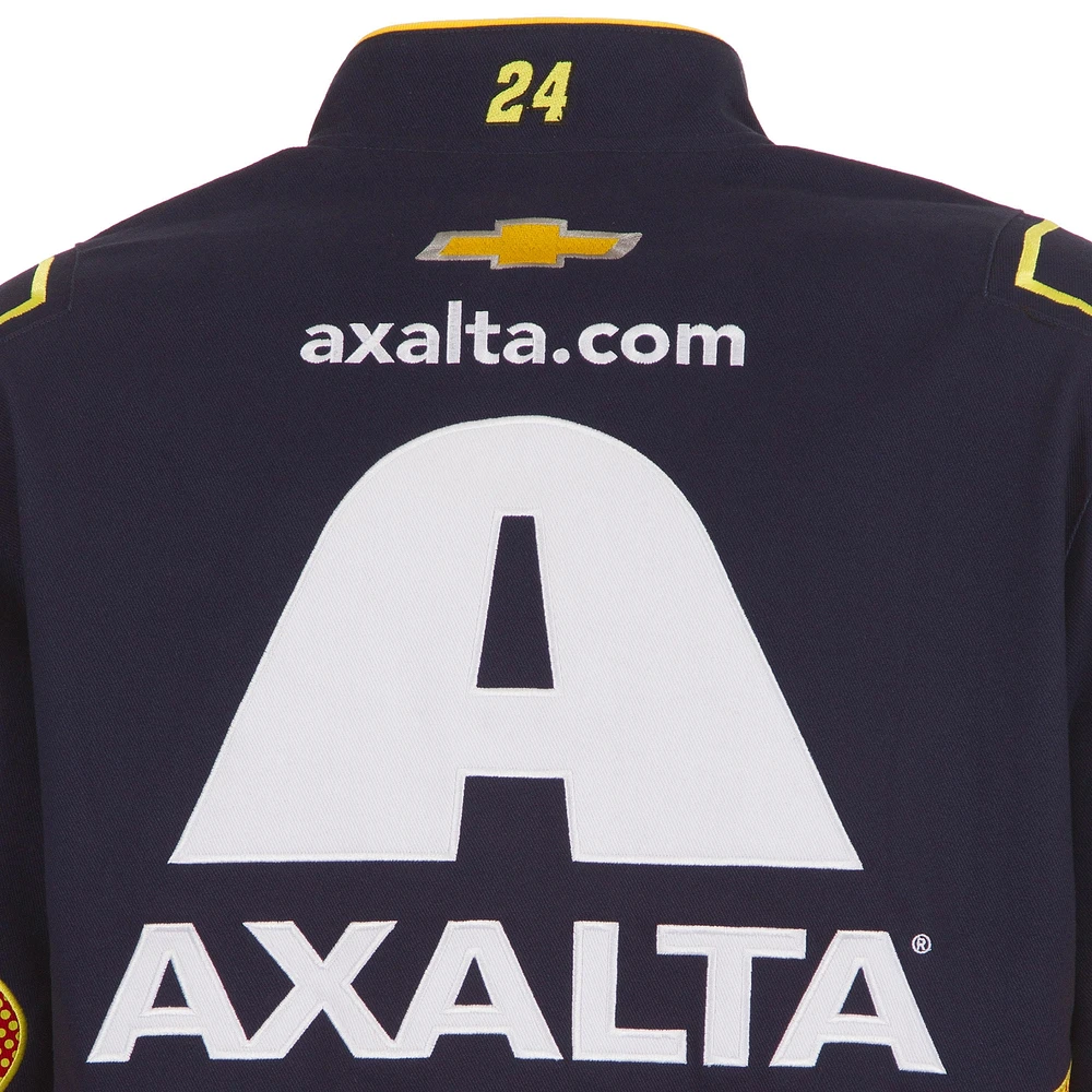 Veste d'uniforme en sergé à boutons-pression William Byron Axalta pour homme, bleu marine/rouge, JH Design