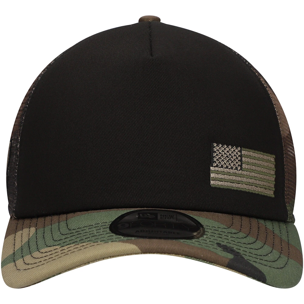 Casquette ajustable William Byron Trucker 9FORTY New Era noir/camouflage pour hommes