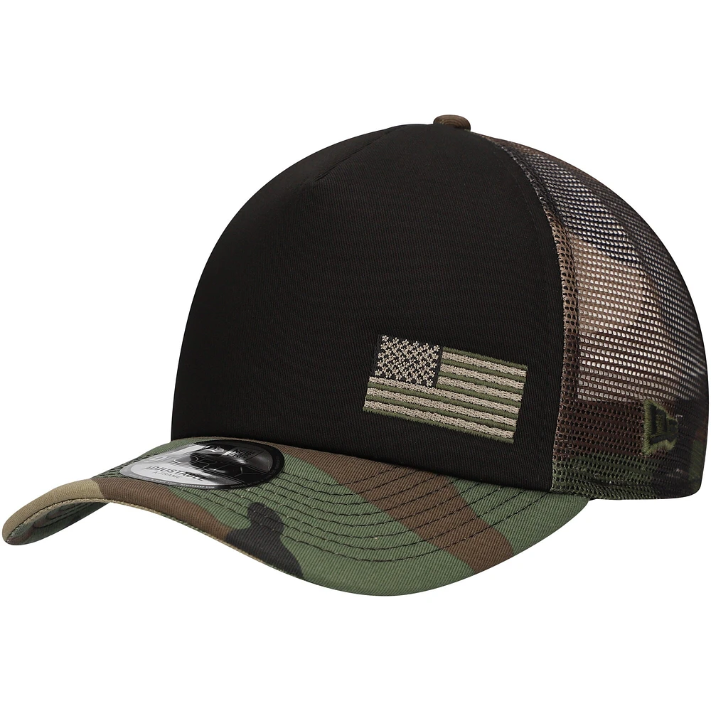 Casquette ajustable William Byron Trucker 9FORTY New Era noir/camouflage pour hommes