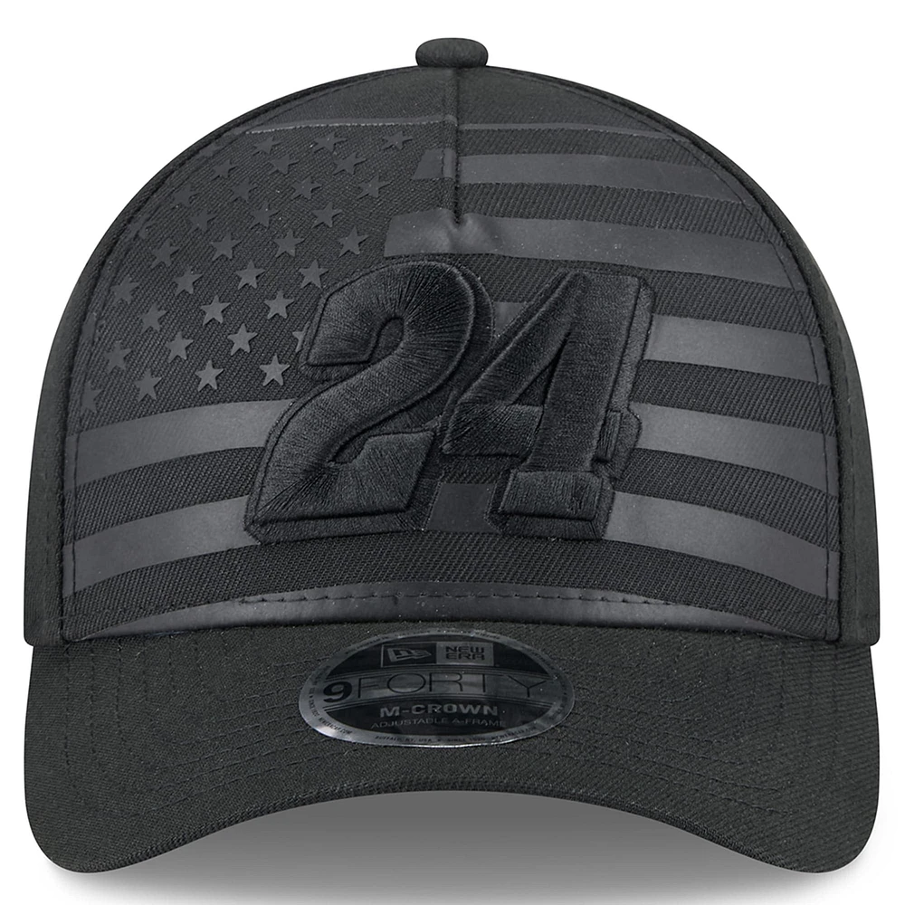 Casquette ajustable William Byron American Flag 9FORTY M-Crown A-Frame noire New Era pour homme