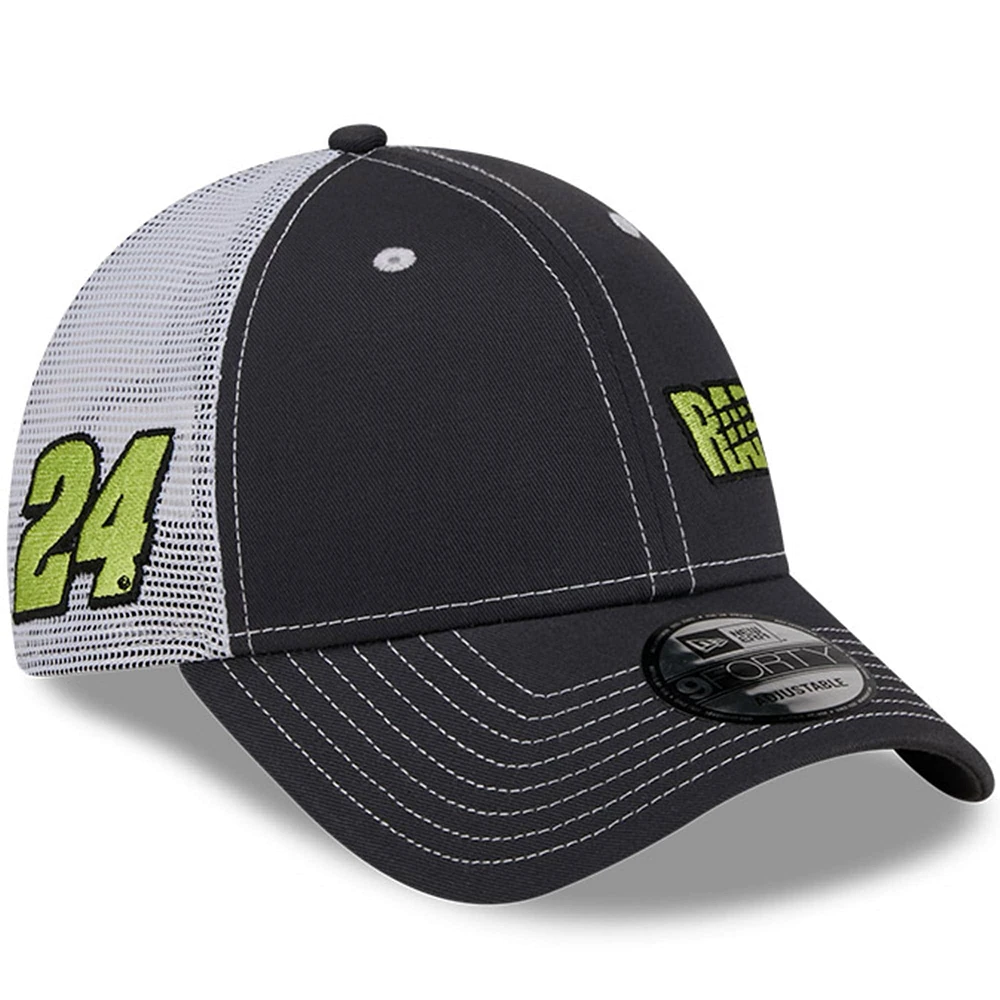 Men's New Era Graphite/White William Byron Raptor 9FORTY Trucker Adjustable Hat