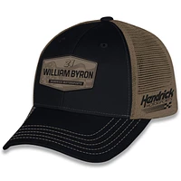 Casquette de camionneur ajustable unisexe à damier avec drapeau William Byron noir