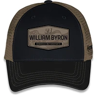 Casquette de camionneur ajustable unisexe à damier avec drapeau William Byron noir