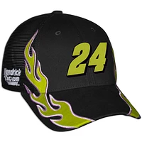 Casquette de camionneur unisexe à damier et drapeau de sport noire William Byron Raptor Flame ajustable
