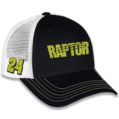 Unisex Checkered Flag Sports Black William Byron Raptor Sponsor Trucker Adjustable Hat