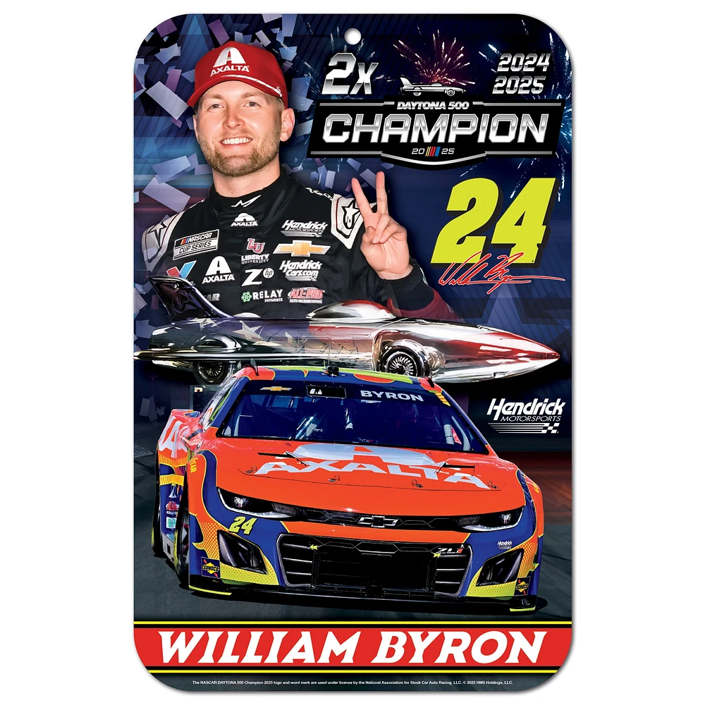 WinCraft William Byron 2025 Daytona 500 Champion 11" x 17" Indoor/Outdoor Styrene Sign