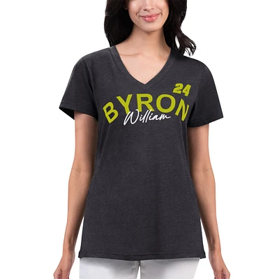 T-shirt noir à col en V G-III 4Her par Carl Banks pour femmes William Byron Key Move