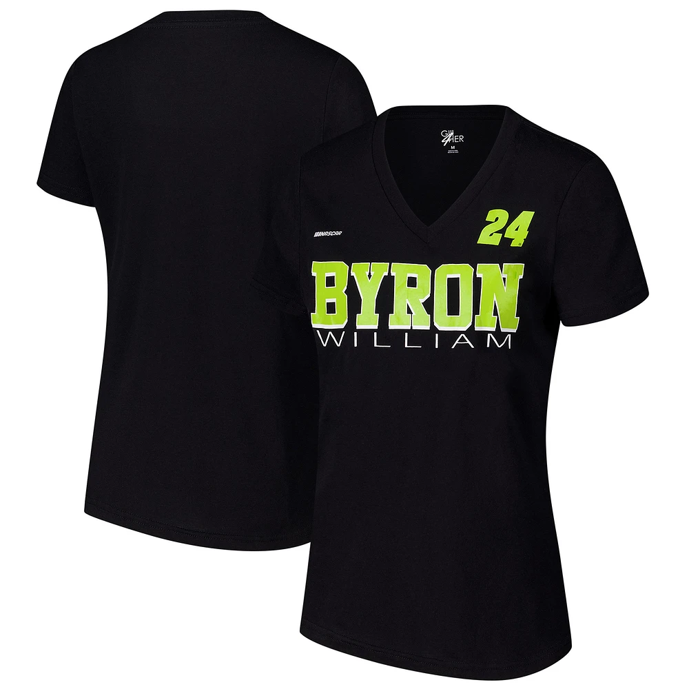 T-shirt à col en V noir G-III 4Her de Carl Banks pour femme avec stratégie William Byron