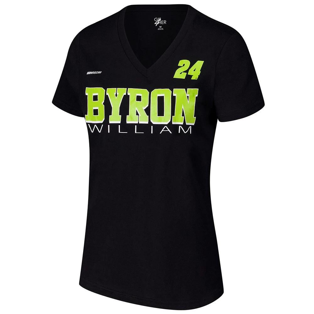 T-shirt à col en V noir G-III 4Her de Carl Banks pour femme avec stratégie William Byron