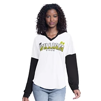 T-shirt à capuche surdimensionné manches longues et col en V pour femme G-III 4Her de Carl Banks, blanc/noir, William Byron Bench Player
