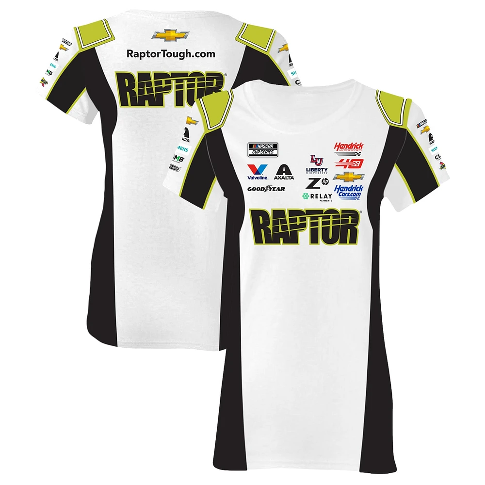 T-shirt d'uniforme William Byron Raptor blanc/noir de la collection Hendrick Motorsports Team pour femmes