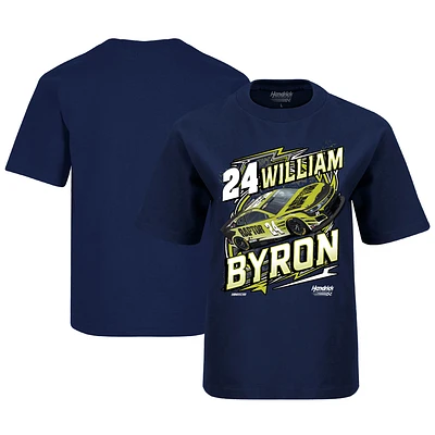 T-shirt extensible arrière William Byron Raptor de la collection Hendrick Motorsports Team pour jeunes, bleu marine