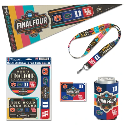 Pack de fans pour quatre équipes du tournoi de basketball masculin de la NCAA 2025 de WinCraft, Final Four de March Madness