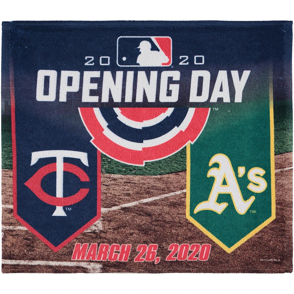 Serviette de rallye WinCraft Athletics vs Minnesota Twins 15'' x 18'' 2020 pour la journée d'ouverture