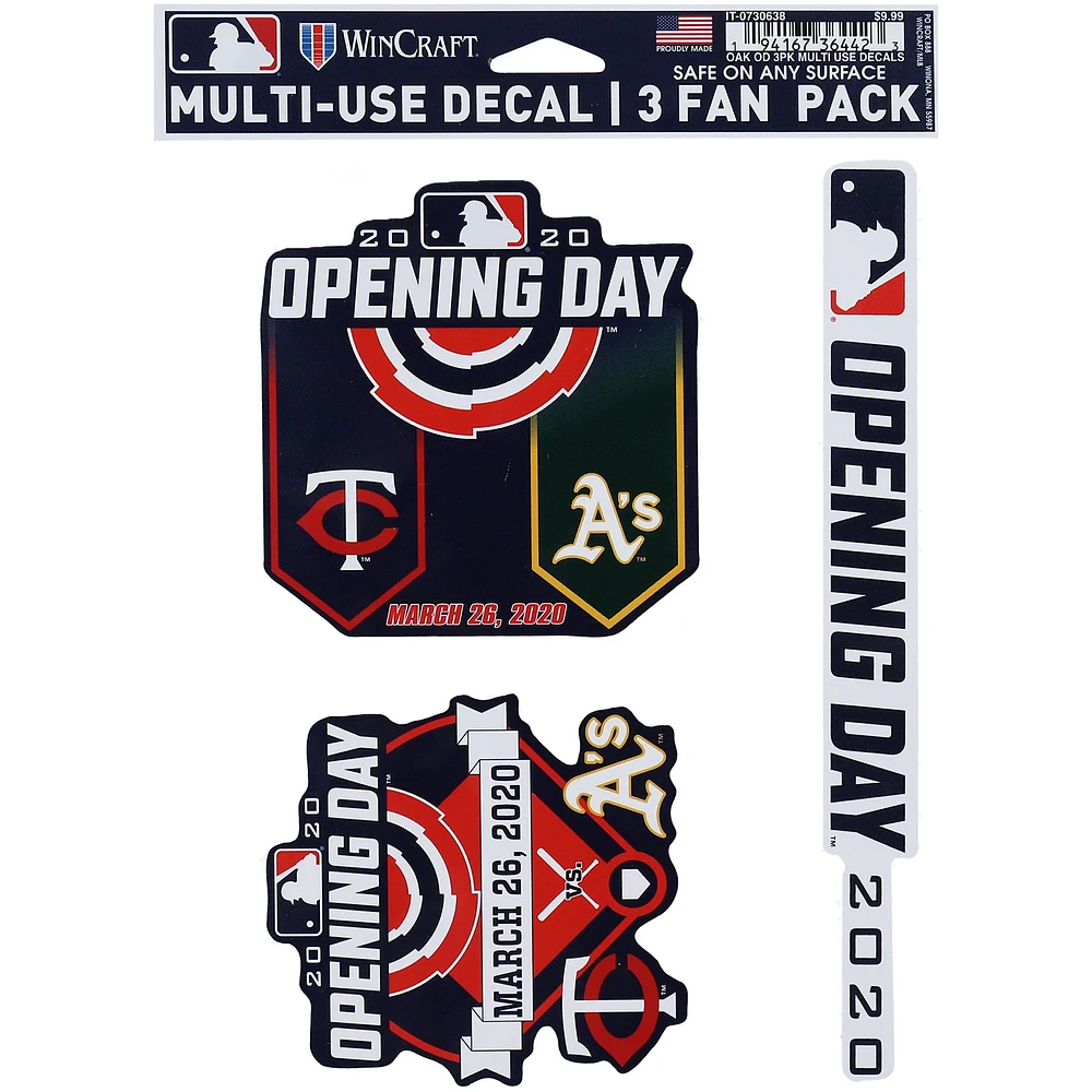 WinCraft Athletics vs. Minnesota Twins 2020 Opening Day Multi-Use Decal 3-Pack Set