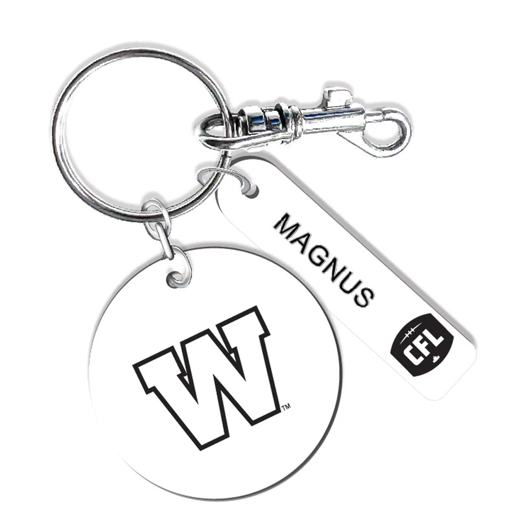 Winnipeg Blue Bombers Personalized Leather Round Keychain