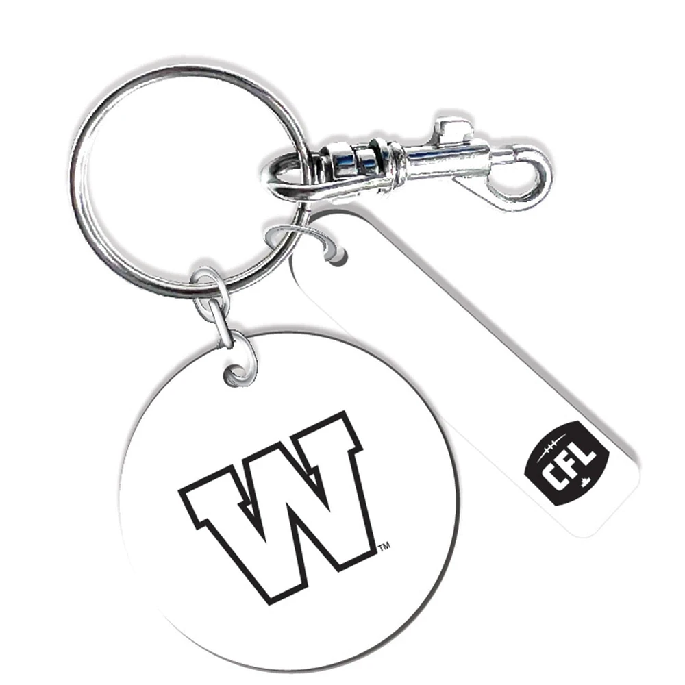 Winnipeg Blue Bombers Personalized Leather Round Keychain