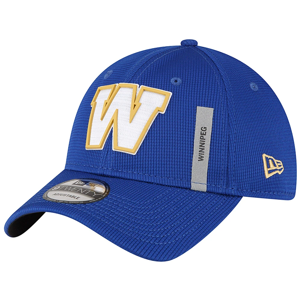 Casquette ajustable Sideline 9TWENTY des Bombers bleus de Winnipeg New Era pour homme