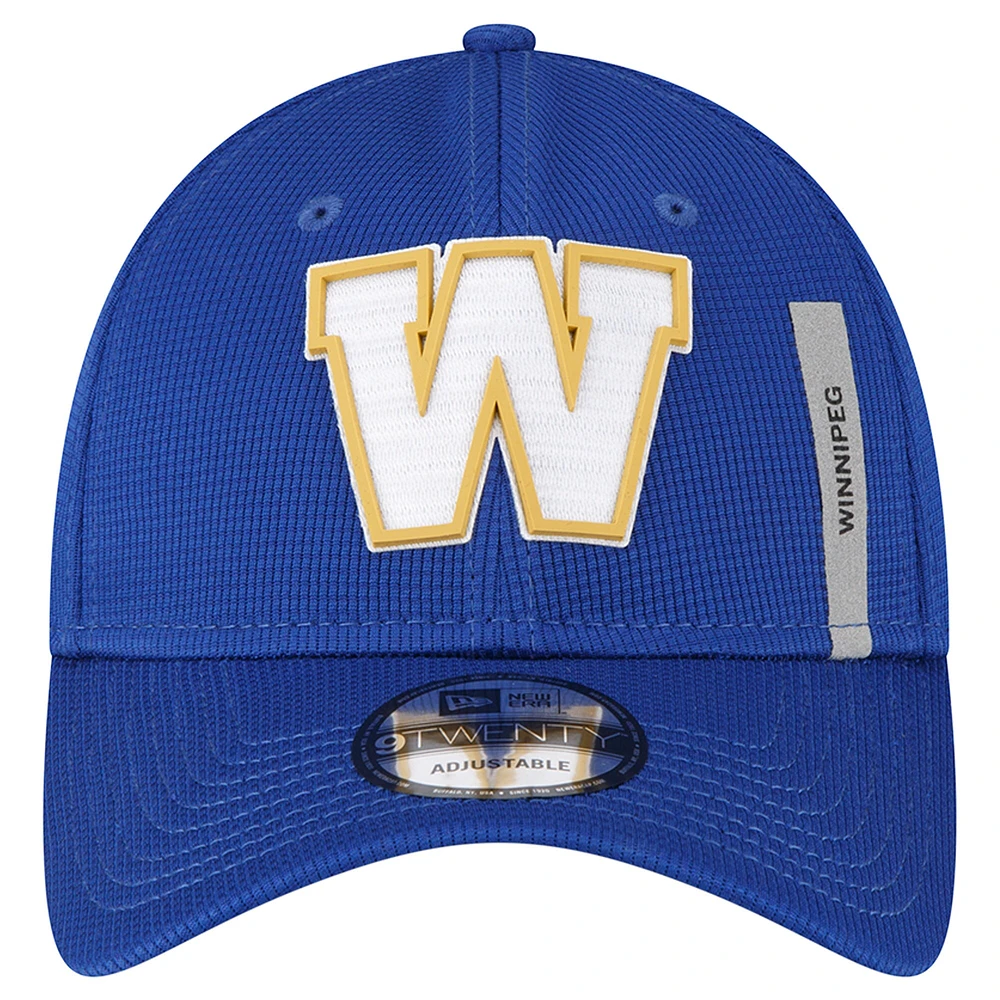 Casquette ajustable Sideline 9TWENTY des Bombers bleus de Winnipeg New Era pour homme