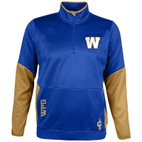 Men's New Era Blue Winnipeg Bombers Sideline Performance Fleece Quarter-Zip Top