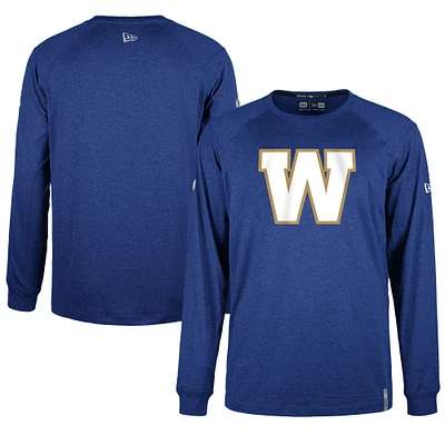 T-shirt à manches longues pour homme bleu Winnipeg Blue Bombers Sideline Thrive Performance New Era