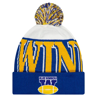 Men's New Era  Blue Winnipeg Blue Bombers Turf Traditions Cuffed Knit Hat with Pom