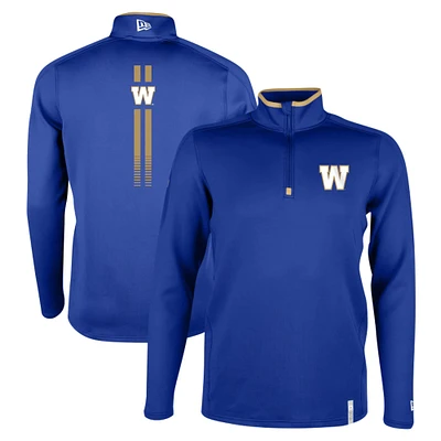 Men's New Era Royal Winnipeg Blue Bombers Sideline Edge Performance Quarter-Zip Top