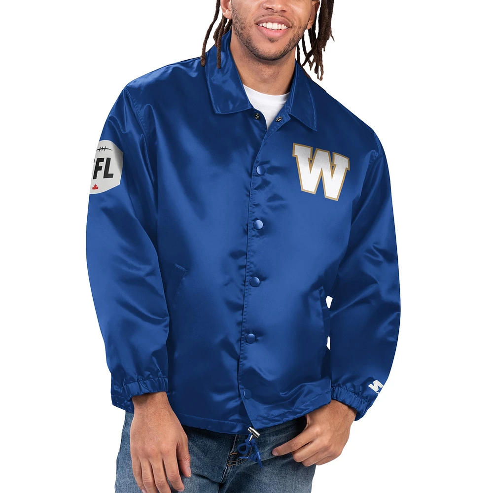 Men's Starter Royal Winnipeg Blue Bombers Option Route Full-Snap Coaches Jacket