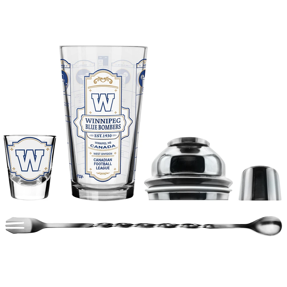 The Sports Vault Winnipeg Blue Bombers Five-Piece Bartender Shot Glass & Mixing Glass Set