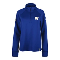 Women's 5th & Ocean by New Era Blue Winnipeg Bombers Sideline Piper Performance Raglan Quarter-Zip Top