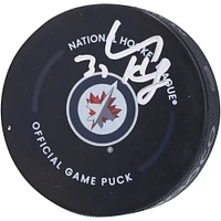 V106832 WinJet Connor Hellebuyck Winnipeg Jets Rondelle de jeu officielle autographiée 37 Connor Hellebuyck AUT HOCKEY PUCK 45610 AUTEQPPUC PUCKHE0067 #1
