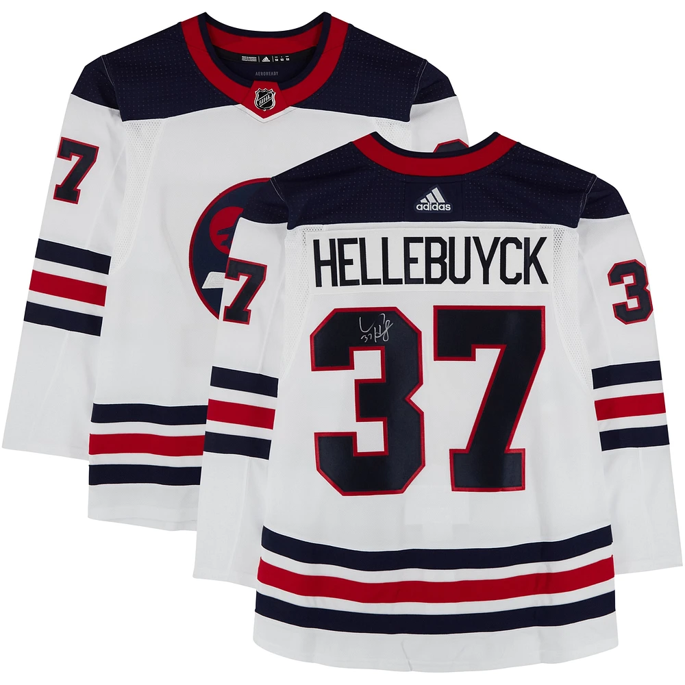 Connor Hellebuyck Winnipeg Jets Autographed White Heritage Classic adidas Authentic Jersey