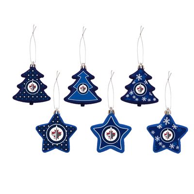 FOCO Winnipeg Jets Six-Pack Shatterproof Tree & Star - Ornament Set