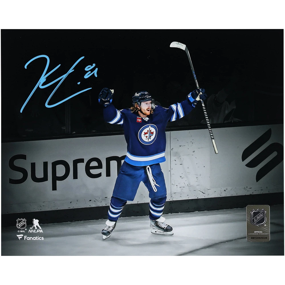 Kyle Connor Winnipeg Jets Autographed 8" x 10" Blue Jersey Celebrating Spotlight Photograph