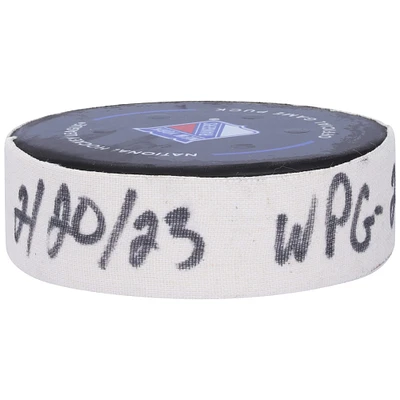 Kyle Connor Winnipeg Jets Game-Used Goal Puck from February 20, 2023 vs. New York Rangers 