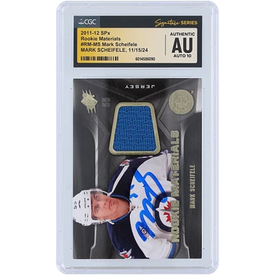 Mark Scheifele Winnipeg Jets Autographed 2011-12 Upper Deck SPx Rookie Materials Blue Relic #RM-MS CGC Fanatics Witnessed Authenticated Auto 10 Rookie Card