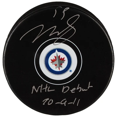 Mark Scheifele Winnipeg Jets Autographed Hockey Puck with NHL Debut 10/9/11 Inscription