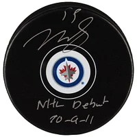 Mark Scheifele Winnipeg Jets Autographed Hockey Puck with NHL Debut 10/9/11 Inscription