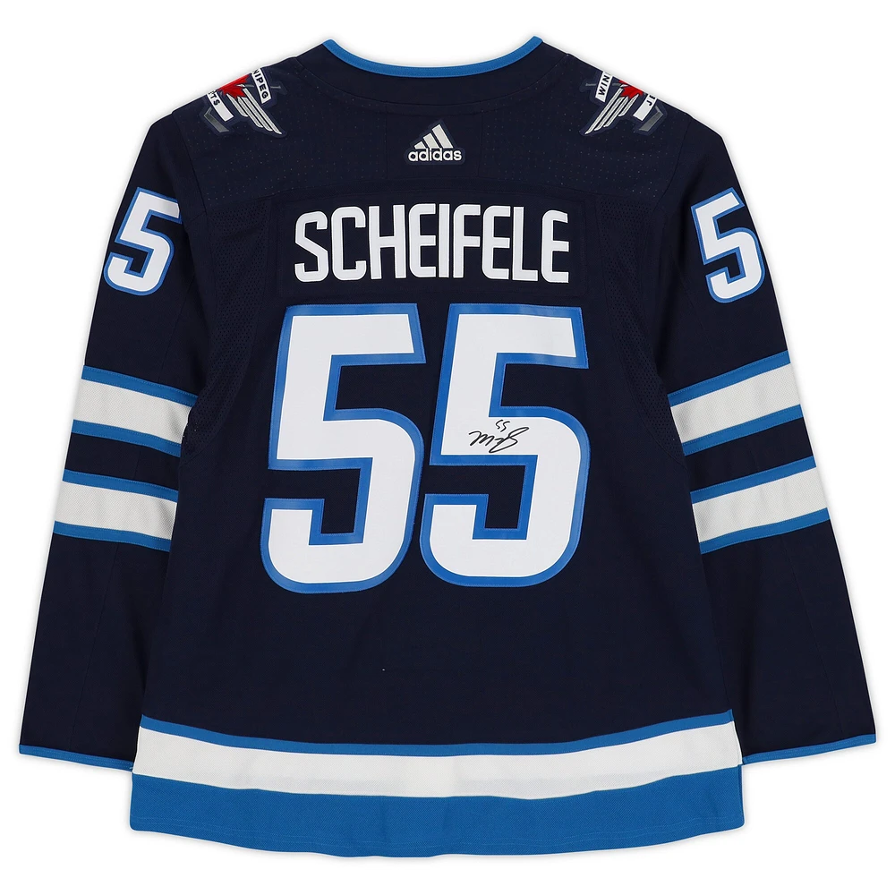 Mark Scheifele Winnipeg Jets Maillot Adidas Authentique Bleu Marine Dédicacé