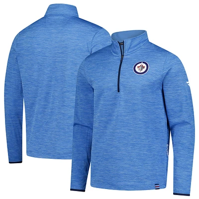 Pull à glissière quart de tour Authentic Pro Anniversary bleu pour hommes des Jets Winnipeg Fanatics
