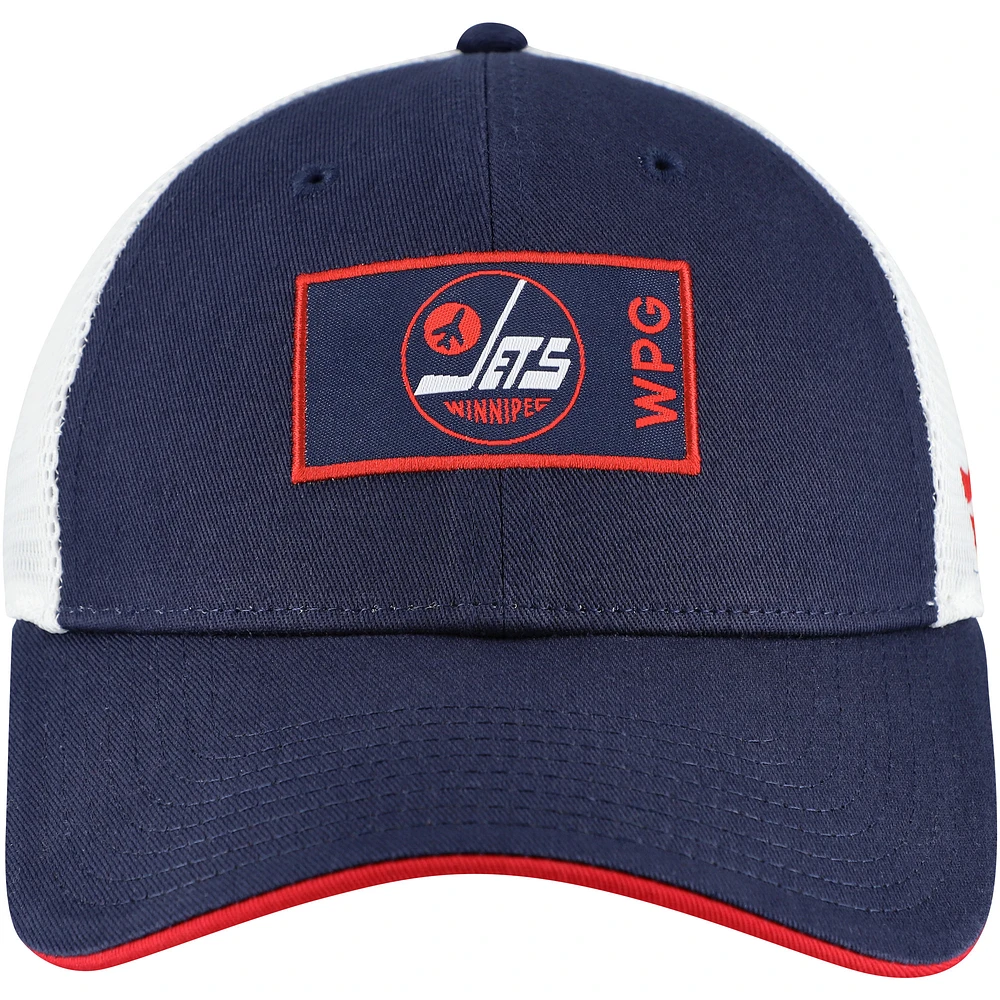 Men's Fanatics  Navy/White Winnipeg Jets Authentic Pro Game & Train Trucker Adjustable Hat