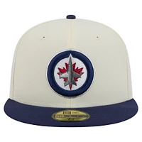 Casquette ajustée bicolore chromée 59FIFTY blanche des Jets de Winnipeg New Era pour homme