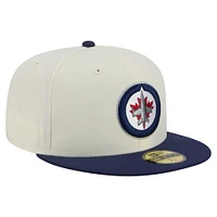 Casquette ajustée bicolore chromée 59FIFTY blanche des Jets de Winnipeg New Era pour homme