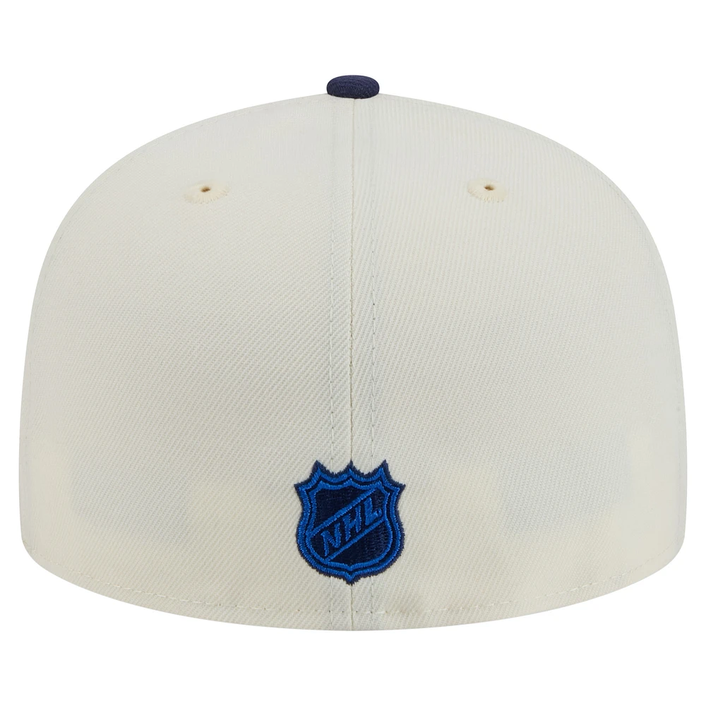 Casquette ajustée bicolore chromée 59FIFTY blanche des Jets de Winnipeg New Era pour homme